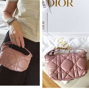 NEW CHRISTIAN DIOR Calfskin Macrocannage Diortravel Nomad Old Rose Bag Purse